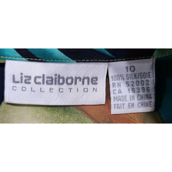 Liz Claiborne Collection 100% Silk Blouse Womens Size 10 Button Up Floral Pocket - Picture 3 of 6